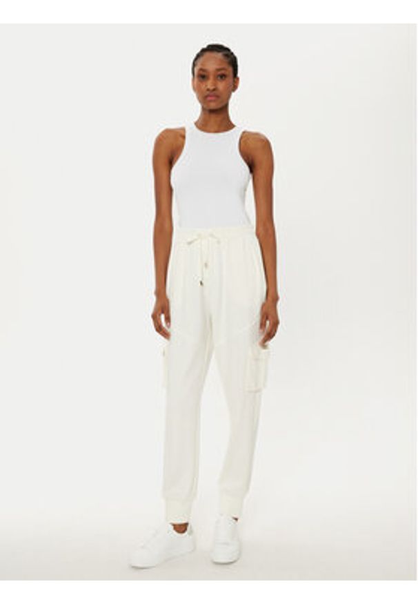 Liu Jo Spodnie dresowe TA5043 JS182 Écru Regular Fit. Materiał: wiskoza
