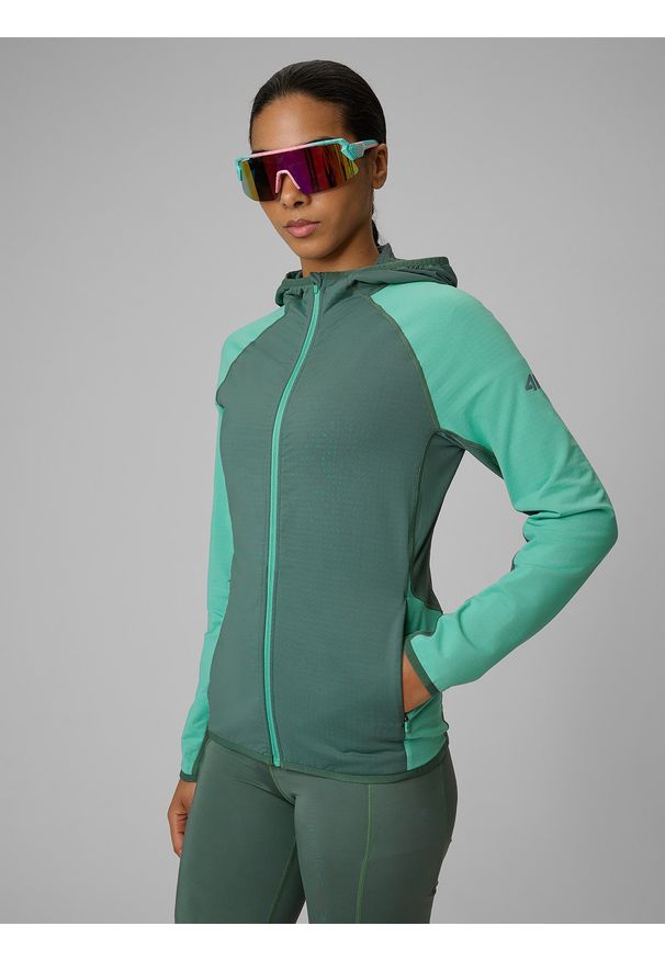 4f - 4F Bluza trekkingowa slim z kapturem damska - czerwona M. Typ kołnierza: kaptur. Kolor: oliwkowy, brązowy, wielokolorowy. Długość: długie