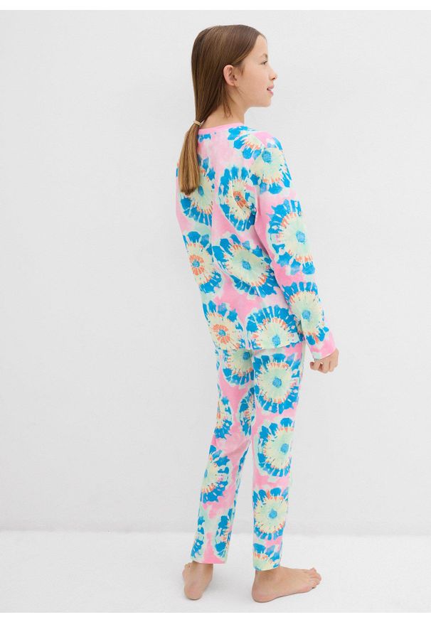 bonprix - Kompl. 2 piżam z długimi i krótkimi spodniami z miękkiej bawełny organicznej (4 części). Kolor: różowy. Materiał: bawełna. Długość: krótkie. Wzór: nadruk