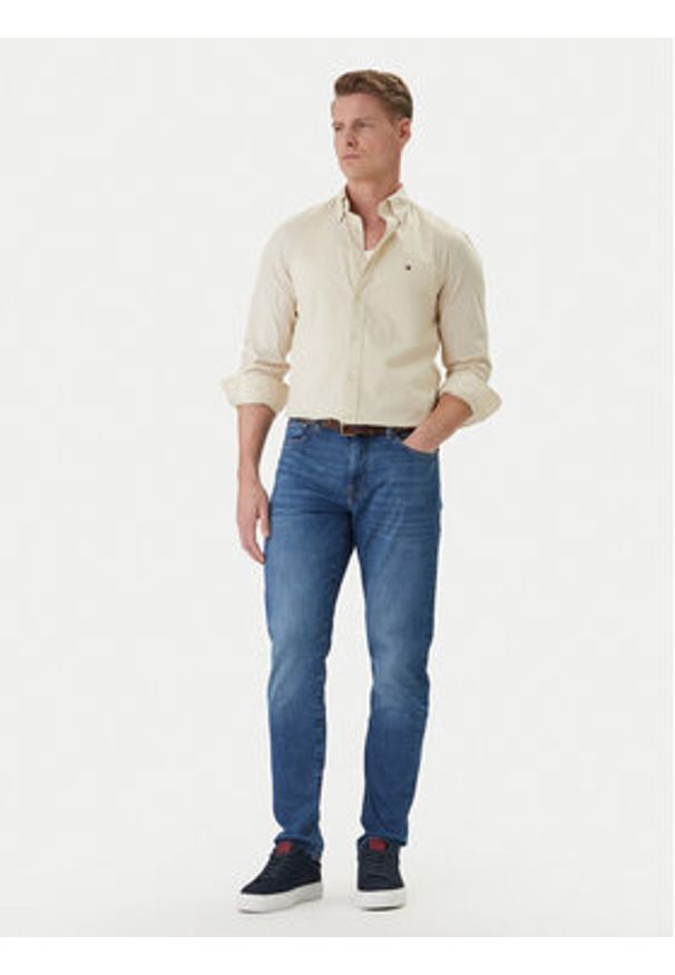 TOMMY HILFIGER - Tommy Hilfiger Koszula Flex MW0MW37550 Écru Regular Fit. Kolor: kremowy. Materiał: bawełna