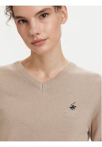 Beverly Hills Polo Club Sweter P-SS26W-M536563 Beżowy Regular Fit. Typ kołnierza: polo. Kolor: beżowy. Materiał: bawełna #4