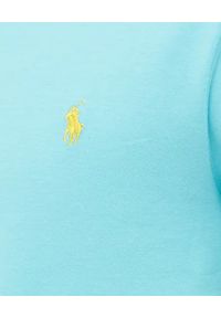 Ralph Lauren - RALPH LAUREN - Błękitny t-shirt z logo Custom Fit. Typ kołnierza: polo. Kolor: niebieski. Materiał: bawełna. Długość rękawa: krótki rękaw. Wzór: haft. Styl: klasyczny