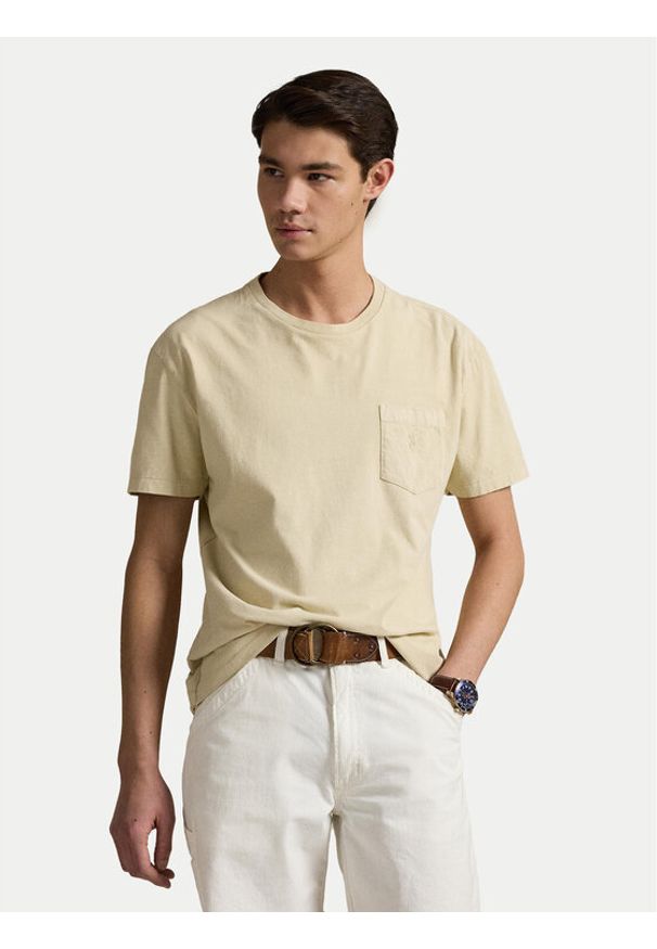 Polo Ralph Lauren T-Shirt 710969628007 Beżowy Custom Slim Fit. Typ kołnierza: polo. Kolor: beżowy. Materiał: bawełna