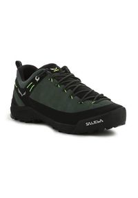 Buty trekkingowe męskie Salewa Wildfire Leather. Zapięcie: sznurówki. Kolor: zielony. Materiał: skóra. Szerokość cholewki: normalna