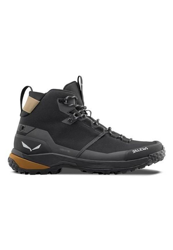 Buty trekkingowe męskie Salewa Puez Mid Powertex. Wysokość cholewki: za kostkę. Kolor: czarny. Materiał: materiał, syntetyk. Szerokość cholewki: normalna