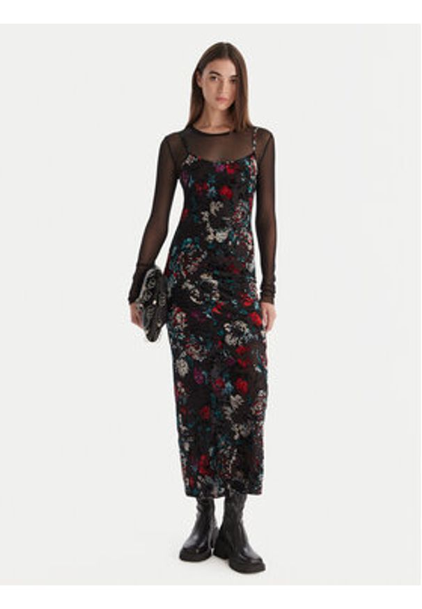 Desigual Sukienka codzienna Cassidy 25WWVK11 Czarny Slim Fit. Okazja: na co dzień. Kolor: czarny. Materiał: syntetyk. Typ sukienki: proste. Styl: casual