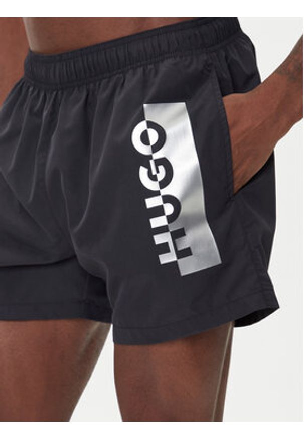 Hugo - HUGO Szorty kąpielowe Silver 50549864 Czarny Regular Fit. Kolor: czarny. Materiał: syntetyk