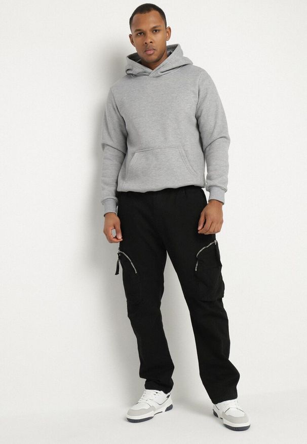 Born2be - Czarne Spodnie Cargo z Bawełny z Kieszeniami Aliria. Kolor: czarny. Materiał: bawełna