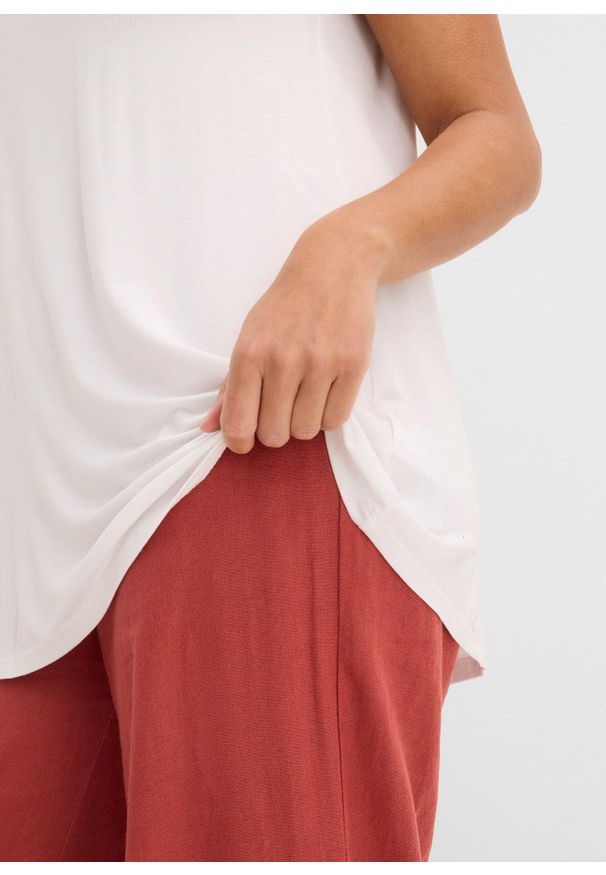 bonprix - Długi top z miękkiej wiskozy (2 szt.). Kolor: biały. Materiał: wiskoza. Długość: długie