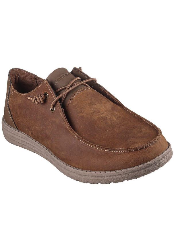 skechers - Buty sportowe męskie Skechers Melson Ramilo. Kolor: brązowy. Materiał: materiał, skóra ekologiczna