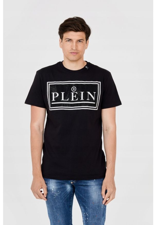 Philipp Plein - PHILIPP PLEIN T-shirt męski z dużym logo, Rozmiar M. Kolor: czarny
