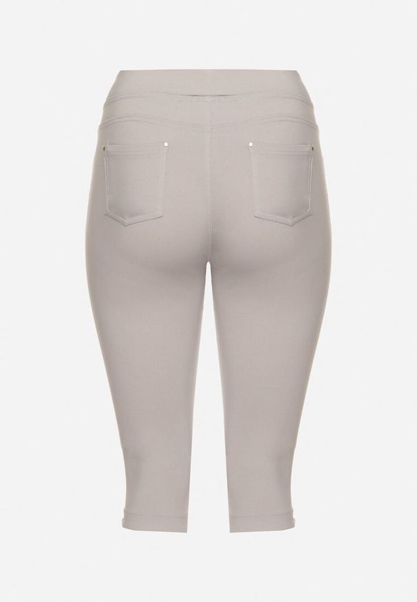 Born2be - Jasnoszare Spodnie z Bawełny o Kroju Capri Dolonisa. Okazja: na co dzień. Kolor: szary. Materiał: bawełna. Styl: młodzieżowy, elegancki, casual