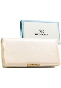 ROVICKY - Duży portfel damski ze skóry ekologicznej w kolorze ecru, zamykany na zatrzask - Rovicky. Materiał: skóra ekologiczna #1