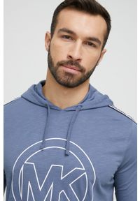 Michael Kors bluza lounge kolor granatowy z kapturem z nadrukiem. Okazja: na co dzień. Typ kołnierza: kaptur. Kolor: niebieski. Materiał: dzianina. Wzór: nadruk. Styl: casual #2