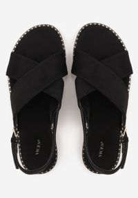 Born2be - Czarne Sandały VICES z Paskami w Kształcie X z Imitacji Zamszu Laraida. Okazja: na co dzień. Zapięcie: pasek. Kolor: czarny. Materiał: zamsz. Wzór: paski. Sezon: lato. Styl: casual, elegancki #8