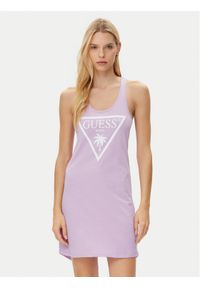 Guess Sukienka codzienna E3GP03 JA914 Fioletowy Regular Fit. Okazja: na co dzień. Kolor: fioletowy. Materiał: bawełna. Typ sukienki: proste. Styl: casual #1