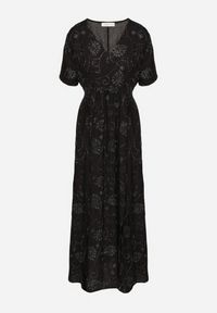 Born2be - Czarna Wiskozowa Sukienka z Metaliczną Nicią i Haftem Nelvesia. Okazja: na co dzień. Kolor: czarny. Materiał: wiskoza. Wzór: haft. Sezon: wiosna. Styl: klasyczny, casual, elegancki #6