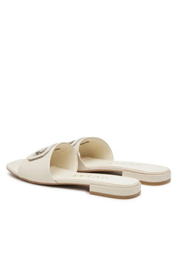 Guess Klapki FLJTAR LEA19 Écru. Materiał: skóra