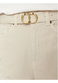 TwinSet - TWINSET Szorty jeansowe 241TT2382 Beżowy Straight Fit. Kolor: beżowy. Materiał: bawełna