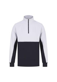 FINDEN & HALES - Męska Bluza Dresowa Z Zamkiem Błyskawicznym W Bloku Kolorystycznym. Kolor: biały, wielokolorowy, niebieski. Materiał: dresówka