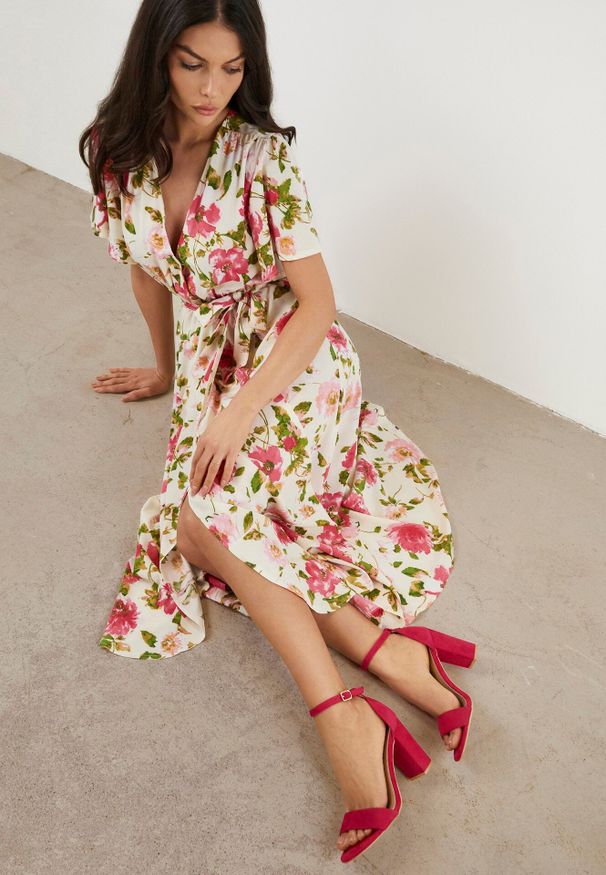 Born2be - Fuksjowe Sandały Vices na Obcasie ze Skórzaną Wkładką Lishiria. Okazja: na wesele, na ślub cywilny. Zapięcie: sprzączka. Kolor: różowy. Materiał: skóra. Obcas: na obcasie. Styl: klasyczny, elegancki. Wysokość obcasa: średni