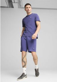 Puma - Męska koszulka Essentials Elevated PUMA Blue Crystal. Kolor: niebieski. Wzór: aplikacja, haft