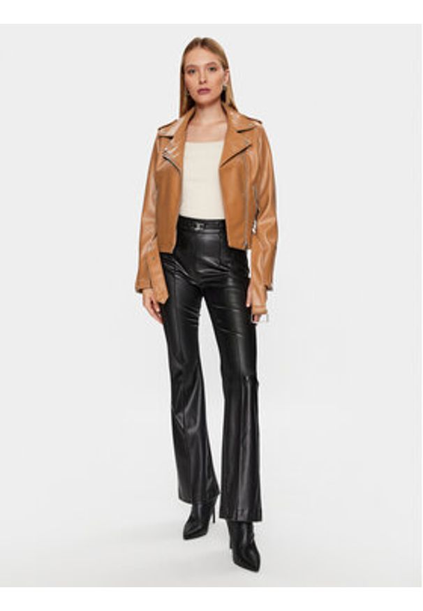Glamorous Kurtka z imitacji skóry RL0522C Brązowy Regular Fit. Kolor: brązowy. Materiał: syntetyk