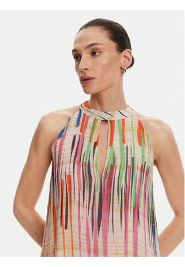 LOLA CASADEMUNT Sukienka letnia LS2516027 Kolorowy Relaxed Fit. Materiał: wiskoza. Wzór: kolorowy. Sezon: lato