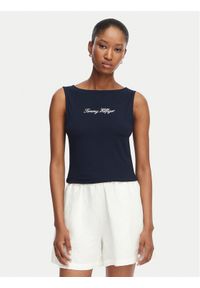 TOMMY HILFIGER - Tommy Hilfiger Top Classic WW0WW50947 Granatowy Regular Fit. Kolor: niebieski. Materiał: bawełna #1