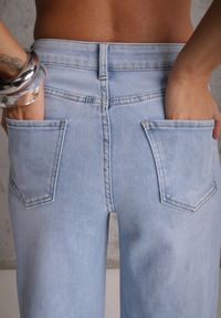 Renee - Jasnoniebieskie Bawełniane Jeansy High Waist Wide Leg Heltora. Okazja: na co dzień. Stan: podwyższony. Kolor: niebieski. Długość: krótkie. Styl: klasyczny, casual #7