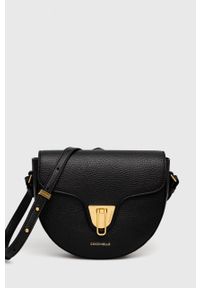 Coccinelle torebka skórzana kolor czarny. Kolor: czarny. Materiał: skórzane. Rodzaj torebki: na ramię #1