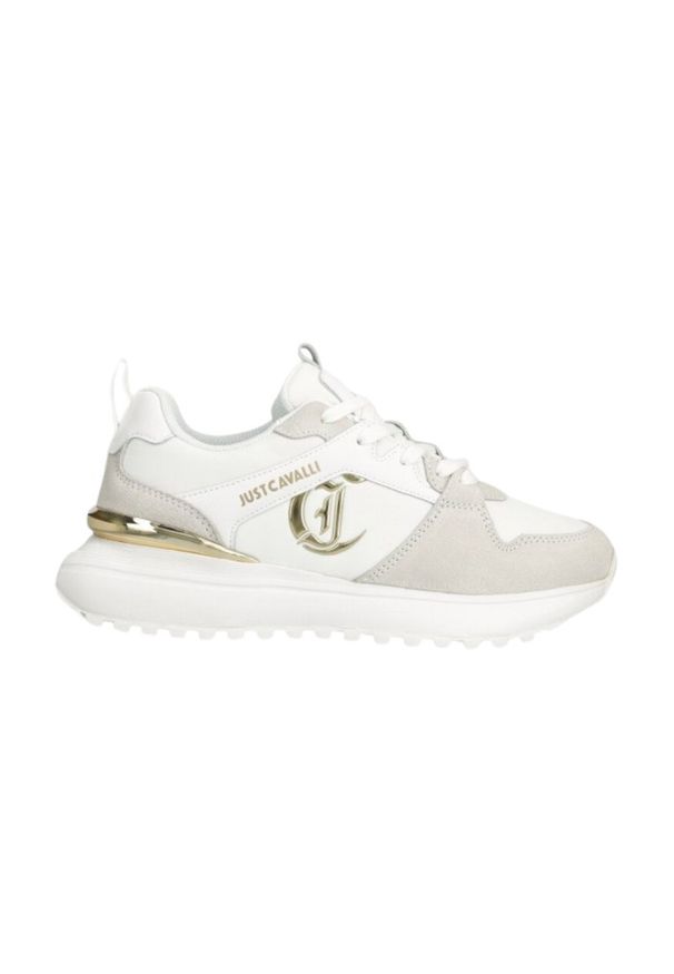 Just Cavalli - JUST CAVALLI Białe sneakersy Fondo Karina. Kolor: biały