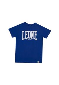 LEONE 1947 APPAREL - Dziecięcy T-shirt z krótkim rękawem i dużym logo. Kolor: niebieski. Długość rękawa: krótki rękaw. Długość: krótkie. Sport: joga i pilates