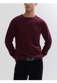 Reserved - Sweter z wełny merino - bordowy. Kolor: czerwony. Materiał: wełna