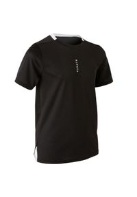 KIPSTA - Koszulka do piłki nożnej dla dzieci Kipsta Essential. Kolor: czarny. Materiał: materiał, poliester. Sezon: lato. Sport: piłka nożna