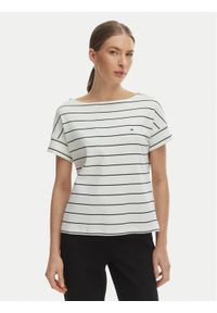 TOMMY HILFIGER - Tommy Hilfiger T-Shirt WW0WW49723 Écru Loose Fit. Kolor: kremowy. Materiał: bawełna #1