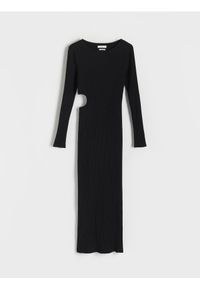 Reserved - Dzianinowa sukienka z wycięciem - czarny. Kolor: czarny. Materiał: dzianina #1