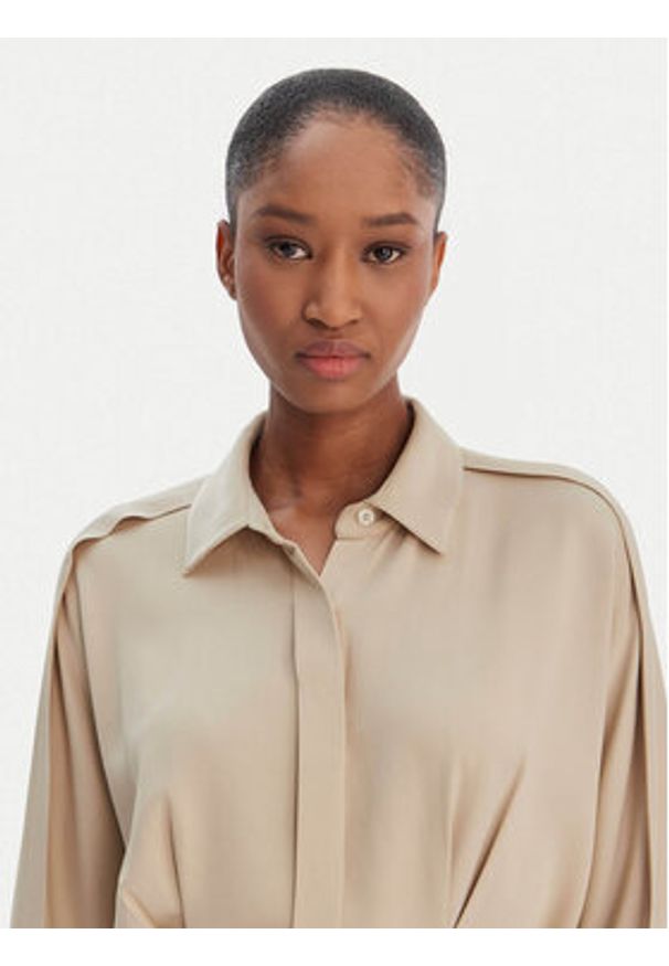 BOSS Sukienka koszulowa Dolala 50552373 Beżowy Relaxed Fit. Kolor: beżowy. Materiał: wiskoza. Typ sukienki: koszulowe