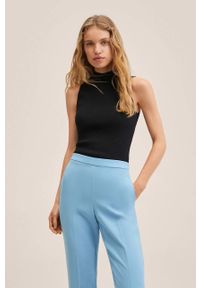 mango - Mango spodnie Semiflu damskie proste high waist. Okazja: na co dzień. Stan: podwyższony. Kolor: niebieski. Materiał: włókno. Styl: casual #3