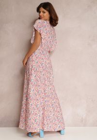 Renee - Różowa Sukienka Galiope. Kolor: różowy. Materiał: wiskoza. Długość rękawa: bez rękawów. Wzór: aplikacja, kwiaty, kolorowy. Długość: maxi