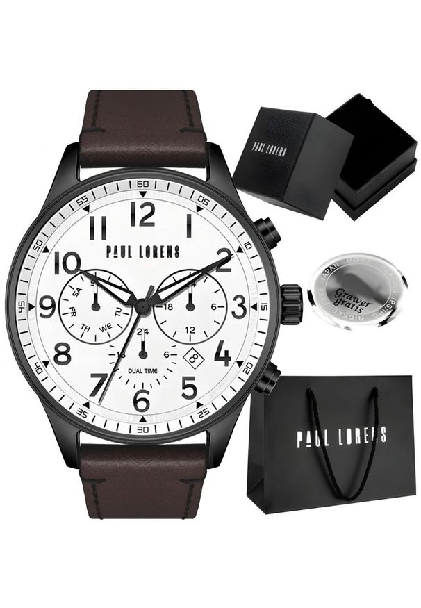 Zegarek męski Paul Lorens BAYAS-3B1 z GRAWEREM