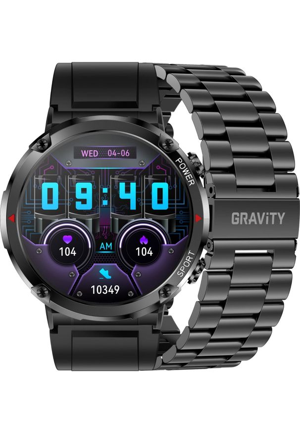 Smartwatch Gravity Zegarek męski SMARTWATCH GRAVITY GT21-1 BK/BK STEEL/BK. Rodzaj zegarka: smartwatch