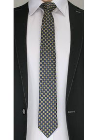 Casualowy Krawat Męski w Żółte Kółka -6,5cm- Chattier, Wielokolorowy. Okazja: na co dzień. Kolor: wielokolorowy. Materiał: tkanina. Wzór: grochy. Styl: casual #2