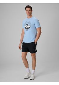 4f - 4F T-shirt regular z nadrukiem męski - niebieski S. Okazja: na co dzień. Kolor: niebieski. Materiał: bawełna, dzianina. Wzór: nadruk. Styl: casual, klasyczny, sportowy #2