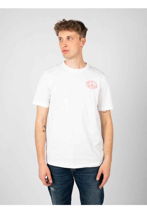 Diesel T-Shirt "T-Just" | A06495 0GRAI | Mężczyzna | Biały. Okazja: na co dzień. Kolor: biały. Materiał: bawełna. Wzór: nadruk. Styl: casual