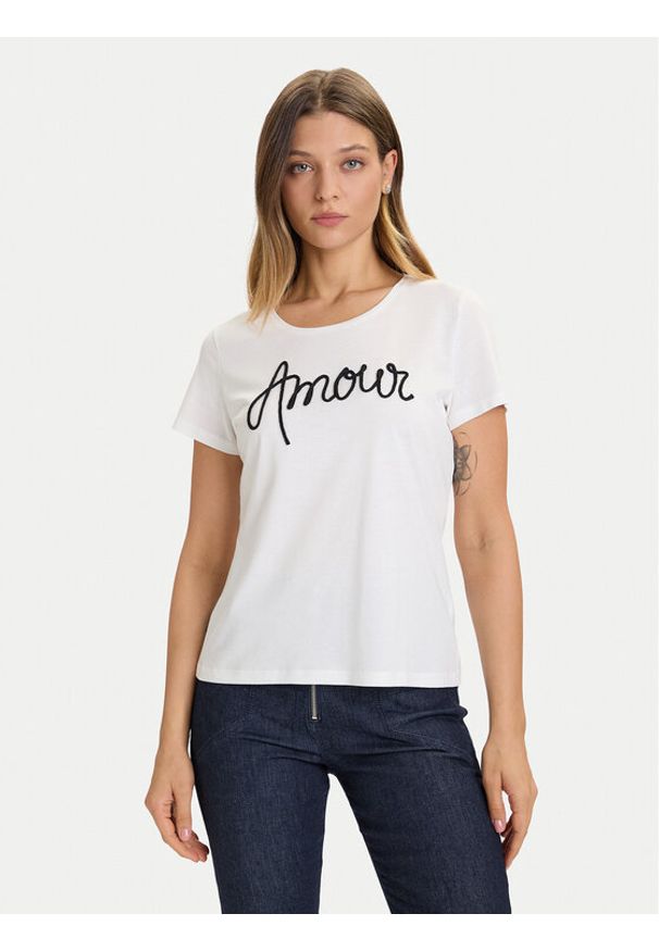 Morgan T-Shirt 252-DMIO Biały Slim Fit. Kolor: biały. Materiał: bawełna