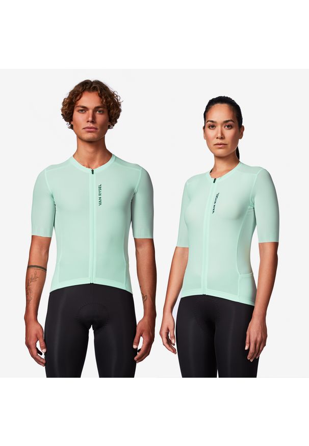 VAN RYSEL - Koszulka rowerowa szosowa Van Rysel RCR-R 2. Kolor: niebieski, wielokolorowy, zielony. Materiał: poliester, materiał, elastan. Sport: kolarstwo