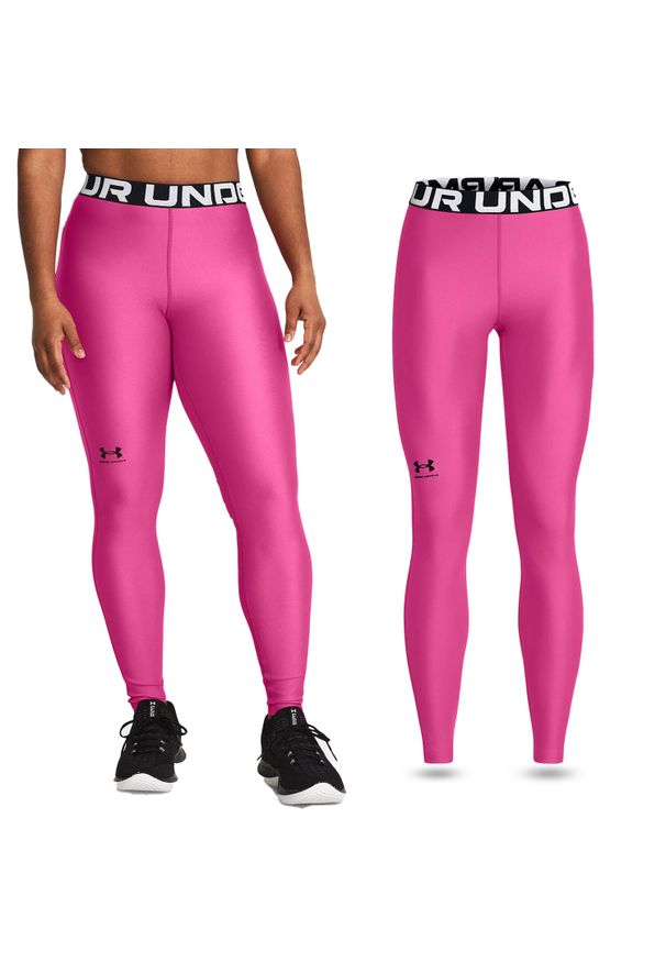 Under Armour - Legginsy treningowe damskie damskie UNDER ARMOUR szybkoschnące termoaktywne. Kolor: różowy. Sport: fitness, bieganie