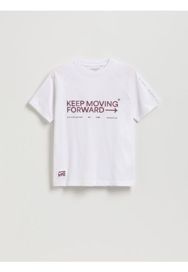 Reserved - Bawełniany t-shirt - biały. Kolor: biały. Materiał: bawełna