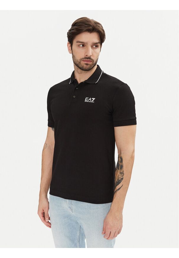 EA7 Emporio Armani Polo 8NPF16 PJVUZ 1200 Czarny Slim Fit. Typ kołnierza: polo. Kolor: czarny. Materiał: bawełna